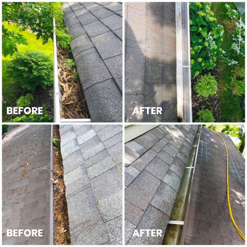 Gutter Cleaning Before and After